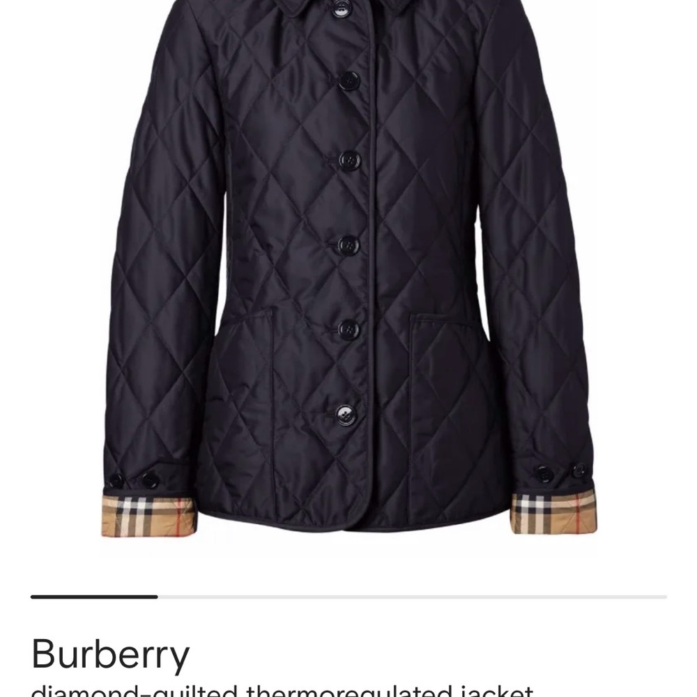 Burberry Navy Quilted Jacket with Check Lining